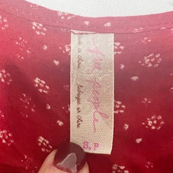 Free People Red Bandana Print Long Sleeve Mini Dress - Picture 2 of 4